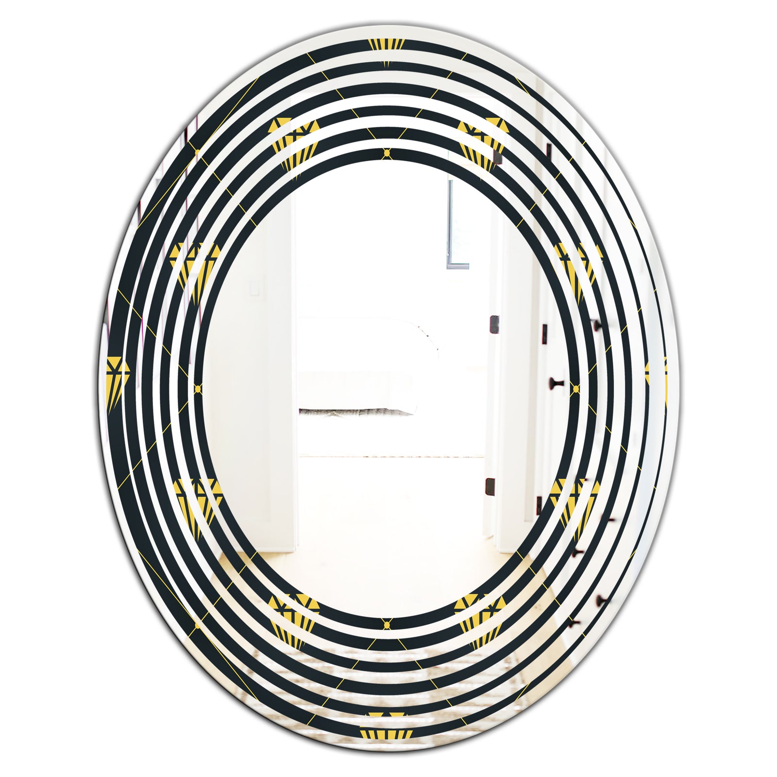 Golden Heart Design - Modern Round or Oval Wall Mirror - Wave