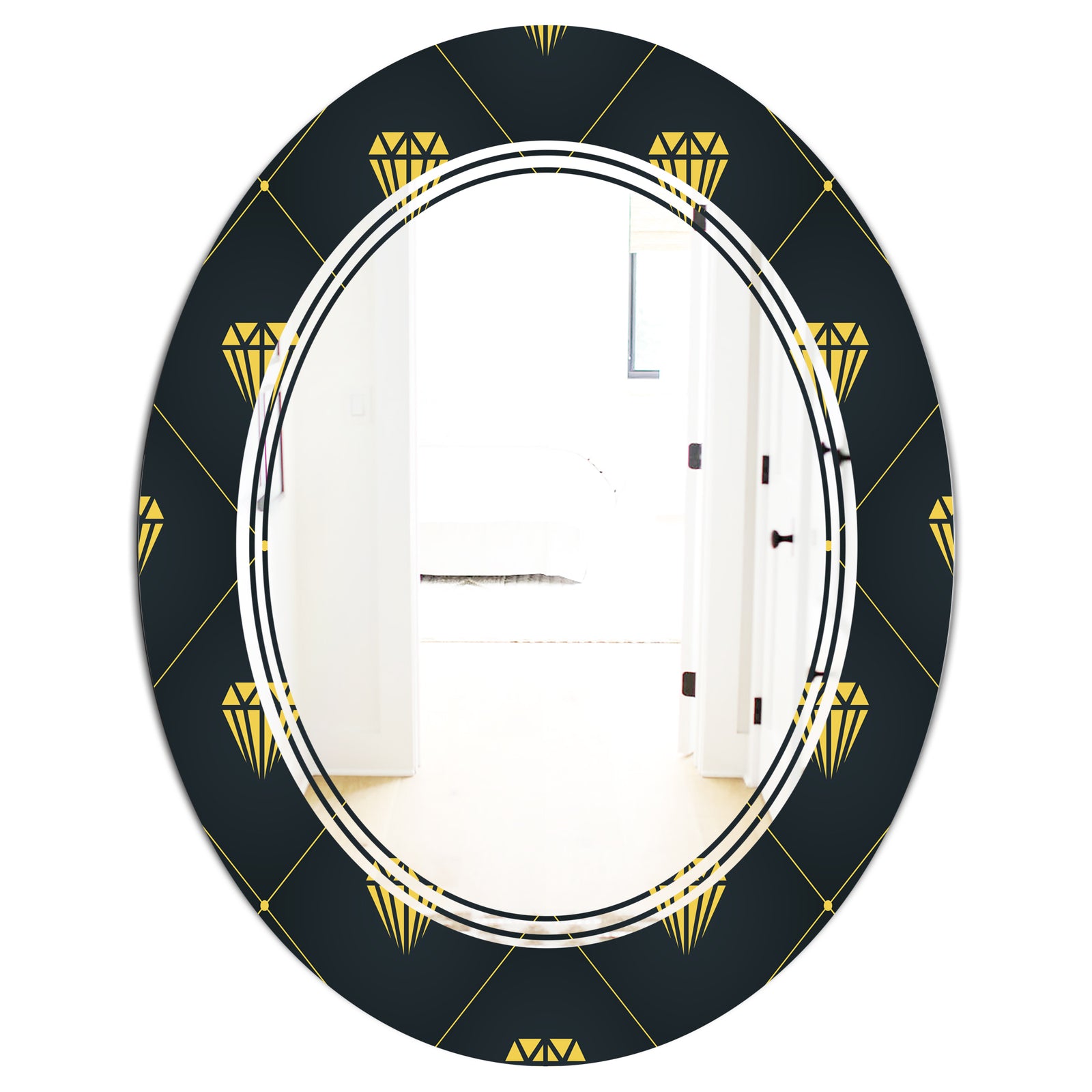 Golden Heart Design - Modern Round or Oval Wall Mirror - Triple C