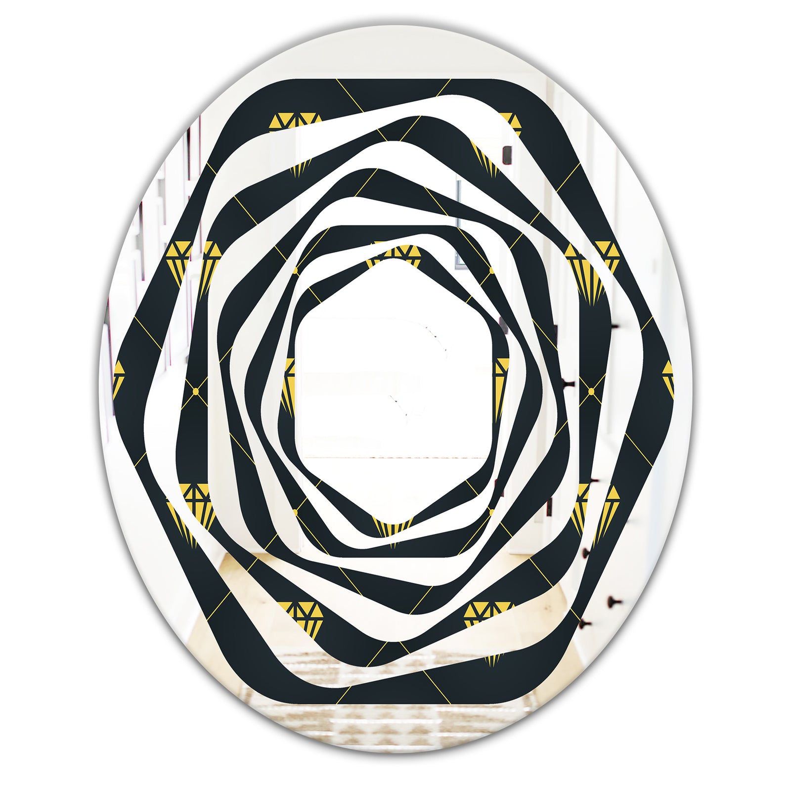 Golden Heart Design - Modern Round or Oval Wall Mirror - Whirl