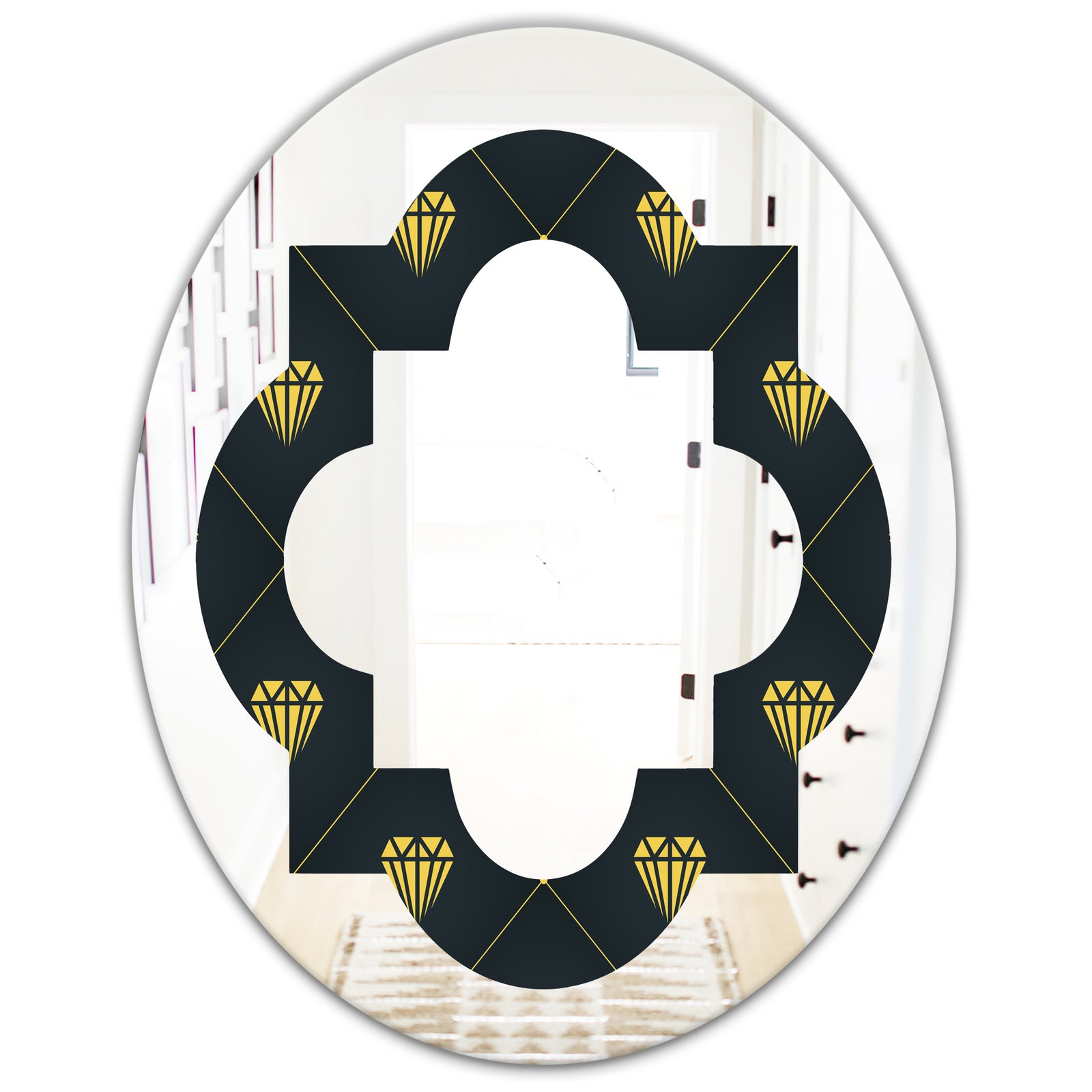 Golden Heart Design - Modern Round or Oval Wall Mirror - Quatrefoil