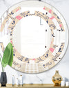 Retro Botanical Pattern X - Modern Round or Oval Wall Mirror - Space