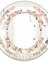 Retro Botanical Pattern X - Modern Round or Oval Wall Mirror - Space