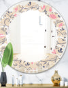 Retro Botanical Pattern X - Modern Round or Oval Wall Mirror - Leaves