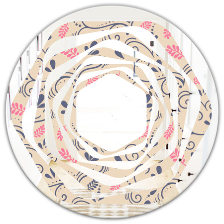 Retro Botanical Pattern X - Modern Round or Oval Wall Mirror - Whirl