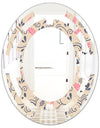Retro Botanical Pattern X - Modern Round or Oval Wall Mirror - Space