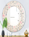 Retro Botanical Pattern X - Modern Round or Oval Wall Mirror - Wave
