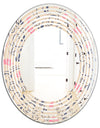 Retro Botanical Pattern X - Modern Round or Oval Wall Mirror - Wave