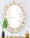 Retro Botanical Pattern X - Modern Round or Oval Wall Mirror - Leaves