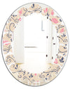 Retro Botanical Pattern X - Modern Round or Oval Wall Mirror - Leaves