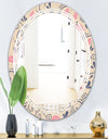 Retro Botanical Pattern X - Modern Round or Oval Wall Mirror - Triple C
