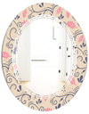 Retro Botanical Pattern X - Modern Round or Oval Wall Mirror - Triple C