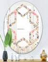 Retro Botanical Pattern X - Modern Round or Oval Wall Mirror - Hexagon Star