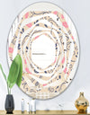 Retro Botanical Pattern X - Modern Round or Oval Wall Mirror - Whirl