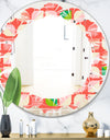 Abstract Retro Geometric Pattern VIII - Modern Round or Oval Wall Mirror - Leaves