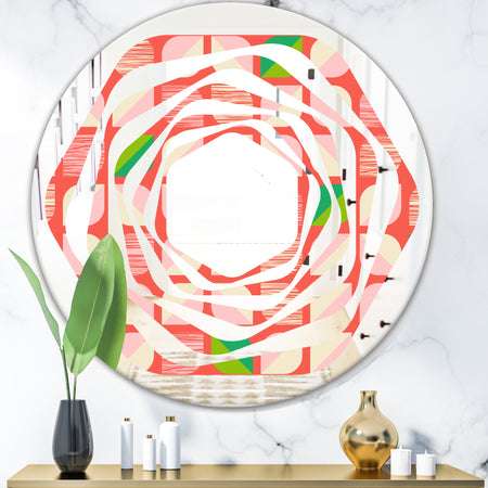 Abstract Retro Geometric Pattern VIII - Modern Round or Oval Wall Mirror - Whirl