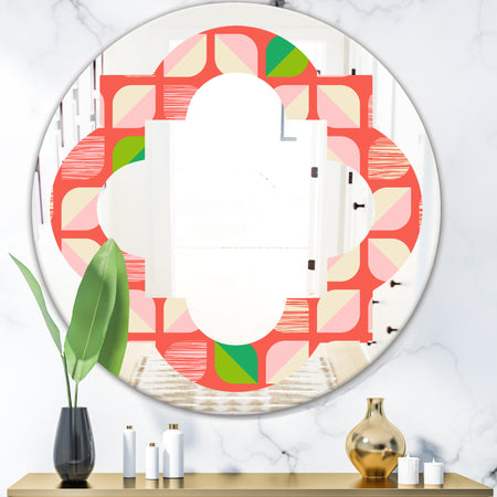 Abstract Retro Geometric Pattern VIII - Modern Round or Oval Wall Mirror - Quatrefoil