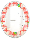 Abstract Retro Geometric Pattern VIII - Modern Round or Oval Wall Mirror - Leaves