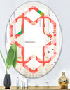 Abstract Retro Geometric Pattern VIII - Modern Round or Oval Wall Mirror - Hexagon Star
