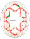 Abstract Retro Geometric Pattern VIII - Modern Round or Oval Wall Mirror - Hexagon Star