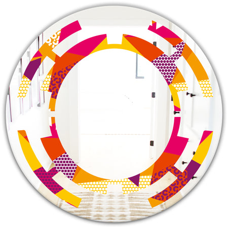Abstract Geometric Retro III - Modern Round or Oval Wall Mirror - Space