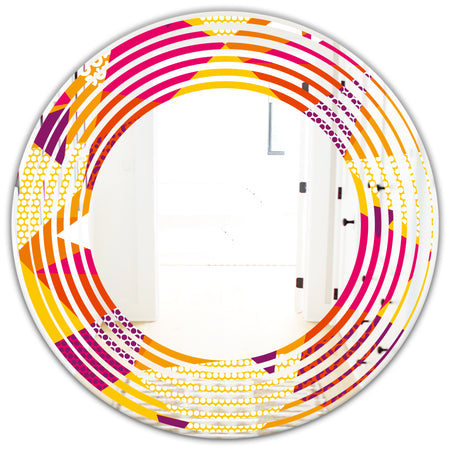 Abstract Geometric Retro III - Modern Round or Oval Wall Mirror - Wave