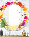 Abstract Geometric Retro III - Modern Round or Oval Wall Mirror - Leaves