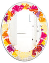 Abstract Geometric Retro III - Modern Round or Oval Wall Mirror - Leaves