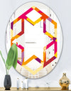 Abstract Geometric Retro III - Modern Round or Oval Wall Mirror - Hexagon Star