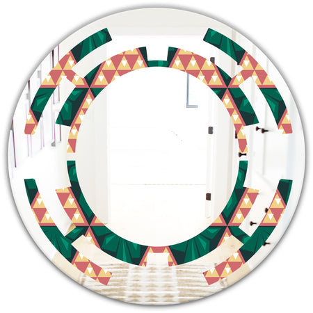 Abstract Geometric Retro II - Modern Round or Oval Wall Mirror - Space