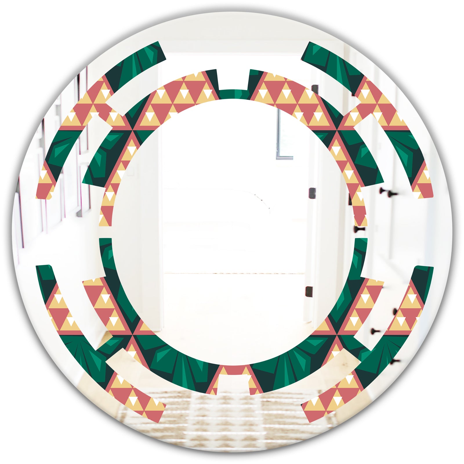 Abstract Geometric Retro II - Modern Round or Oval Wall Mirror - Space
