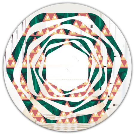 Abstract Geometric Retro II - Modern Round or Oval Wall Mirror - Whirl