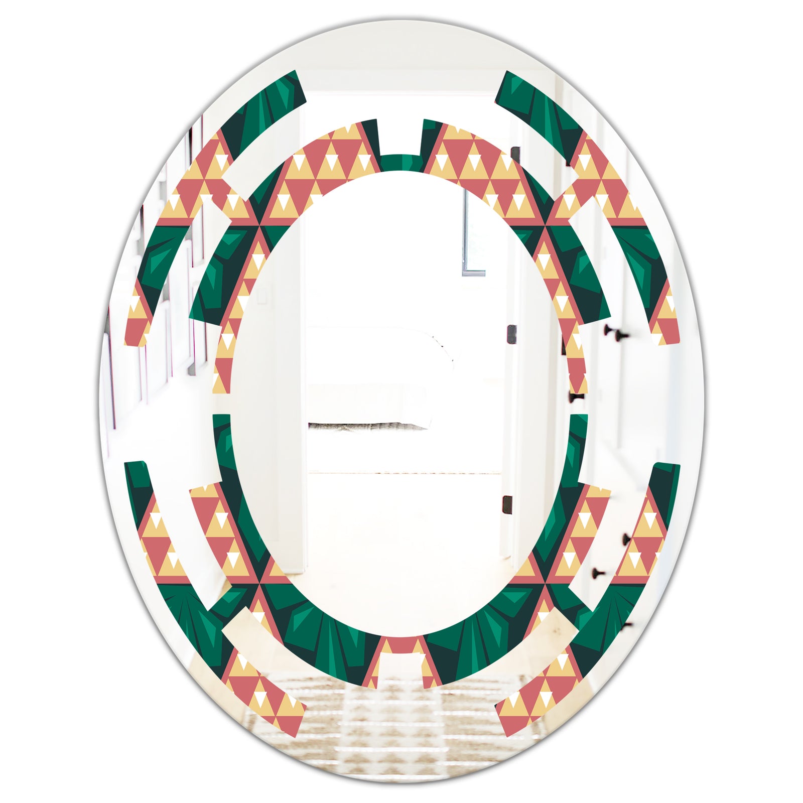 Abstract Geometric Retro II - Modern Round or Oval Wall Mirror - Space