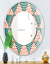 Abstract Geometric Retro II - Modern Round or Oval Wall Mirror - Wave
