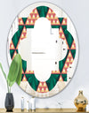 Abstract Geometric Retro II - Modern Round or Oval Wall Mirror - Quatrefoil