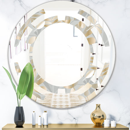 Golden Tropical Pattern VIII - Modern Round or Oval Wall Mirror - Space