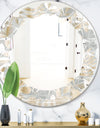 Golden Tropical Pattern VIII - Modern Round or Oval Wall Mirror - Leaves