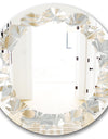 Golden Tropical Pattern VIII - Modern Round or Oval Wall Mirror - Leaves