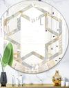 Golden Tropical Pattern VIII - Modern Round or Oval Wall Mirror - Hexagon Star