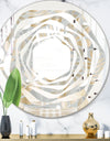 Golden Tropical Pattern VIII - Modern Round or Oval Wall Mirror - Whirl
