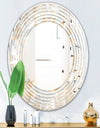 Golden Tropical Pattern VIII - Modern Round or Oval Wall Mirror - Wave