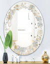 Golden Tropical Pattern VIII - Modern Round or Oval Wall Mirror - Leaves