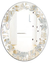 Golden Tropical Pattern VIII - Modern Round or Oval Wall Mirror - Leaves