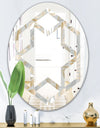 Golden Tropical Pattern VIII - Modern Round or Oval Wall Mirror - Hexagon Star