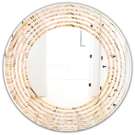 Abstract Luxury Beige Waves - Modern Round or Oval Wall Mirror - Wave