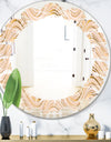 Abstract Luxury Beige Waves - Modern Round or Oval Wall Mirror - Leaves