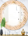 Abstract Luxury Beige Waves - Modern Round or Oval Wall Mirror - Triple C
