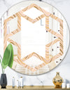 Abstract Luxury Beige Waves - Modern Round or Oval Wall Mirror - Hexagon Star