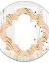 Abstract Luxury Beige Waves - Modern Round or Oval Wall Mirror - Quatrefoil