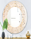 Abstract Luxury Beige Waves - Modern Round or Oval Wall Mirror - Wave
