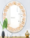 Abstract Luxury Beige Waves - Modern Round or Oval Wall Mirror - Leaves